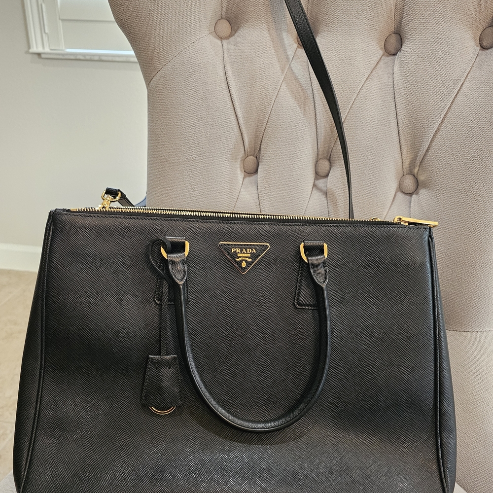 Prada Black Leather Tote Bag